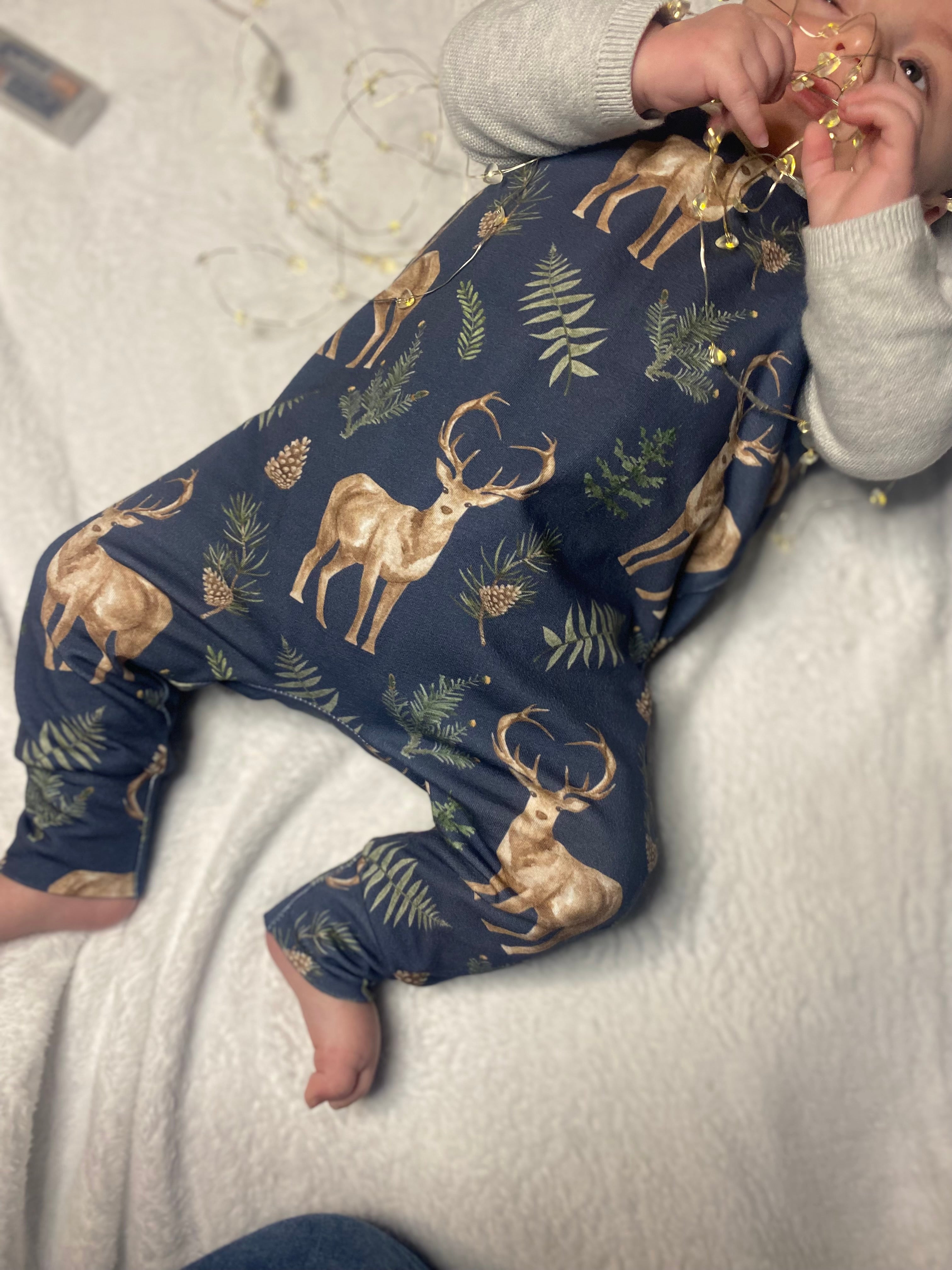 Wild Winter Stag Footed Romper